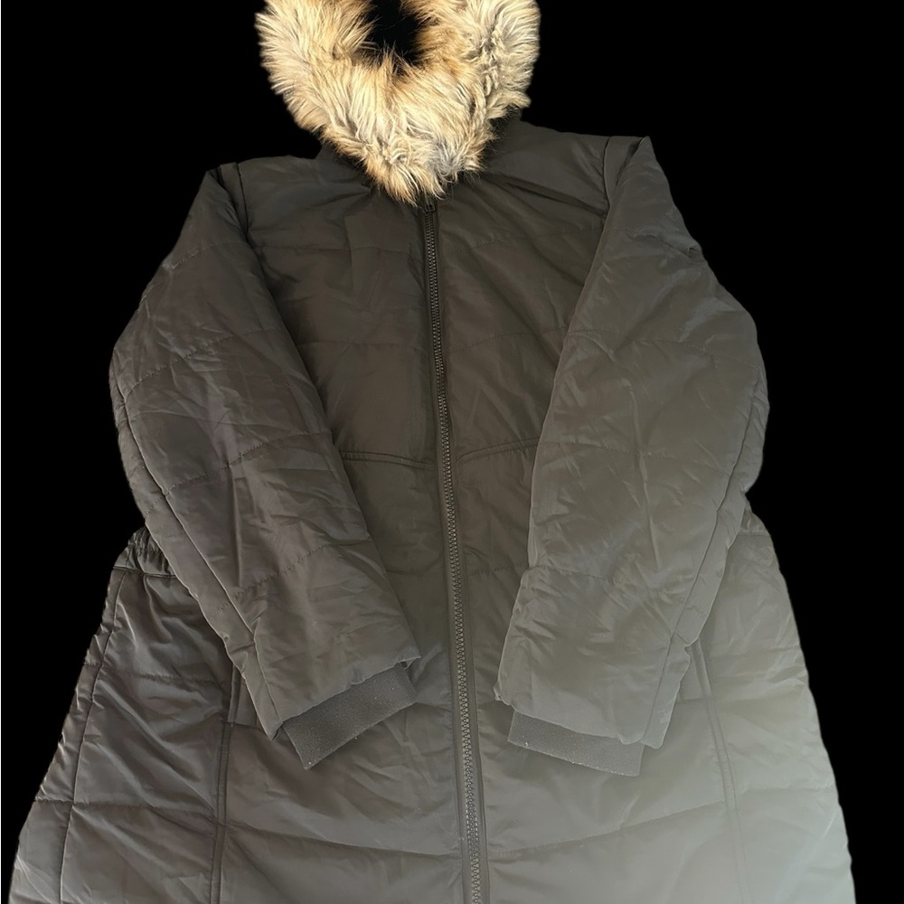 Torrid Black Puffer Coat with Faux Fur Hood